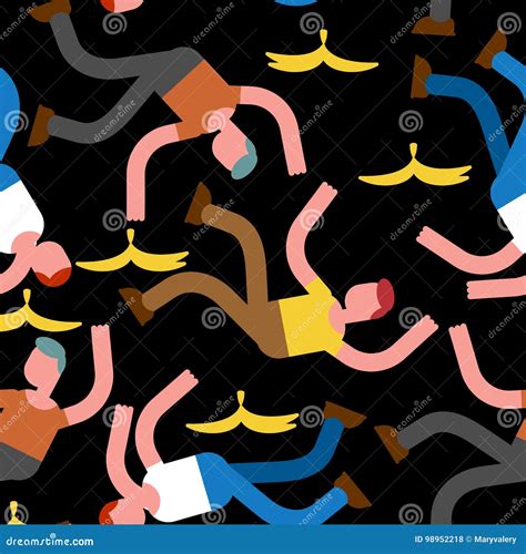 Fall On Banana Seamless Pattern Slip On Banana Peel Background Vector