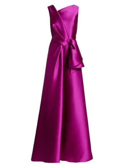 Alberta Ferretti Mikado Silk Sleeveless Bow Ball Gown Color Violet Usd