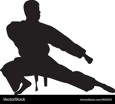 Karate man silhouette Royalty Free Vector Image