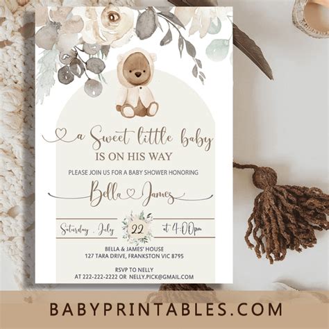 Paper Invitations Announcements Bear Baby Shower Signs Bundle