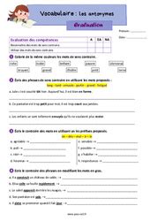 Examen Mots De Sens Contraire 3eme Primaire Bilan Et Controle