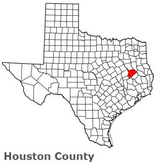 Houston County on the map of Texas 2024. Cities, roads, borders and ...