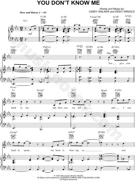 Ray Charles You Don T Know Me Sheet Music In Eb Major Transposable