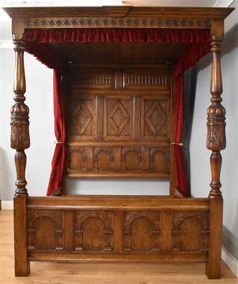 Jacobean Style Carved Oak Four Poster Bed As403a1712 L801 Antiques