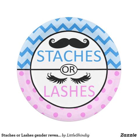 Staches Or Lashes Gender Reveal Party Paper Plates Ad Paperplates