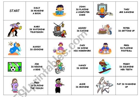 Present Continuous Domino Esl Worksheet By Martinasvabova