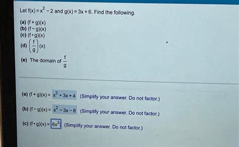 Solved Let F X X² 2 And G X 3x 6 Find The Following