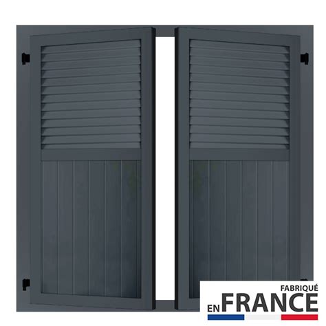 Volet Battant Aluminium 2 Vantaux Mixtes Faux Persiennés Avec Précadre