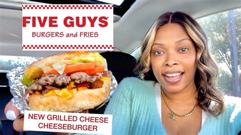 Five Guys New Grilled Cheese Cheeseburger Food Review Youtube