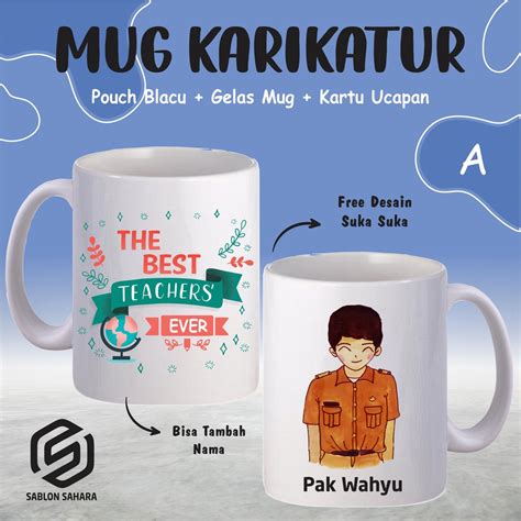 Jual Mug Doodle Mug Guru Custom Mug Kartun Cetak Mug Custom