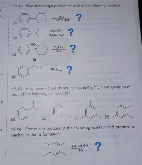 Solved 17 42 Predict The Major Product For Each Of The Following