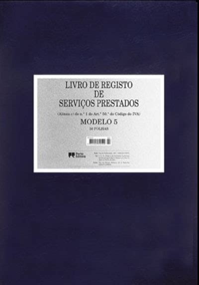 Livro De Registo De Servi Os Prestados Modelo Folhas