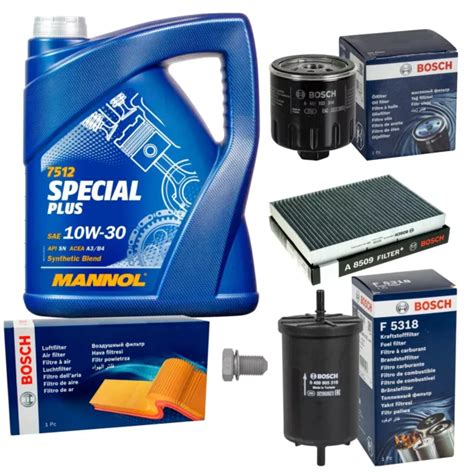 BOSCH INSPECTION SET 5 L Mannol Special Plus 10W 30 Pour VW Golf IV 1J1