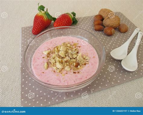 Breakfast Cottage Cheese With Strawberries And Nuts Stock Image Image