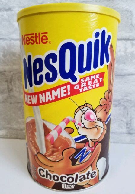 Nestle Nesquik Metal Cardboard Advertising Can Comic 56oz Tin Vintage