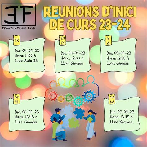 Calendari Reunions Inici De Curs 2023 2024 Escola Enric Farreny