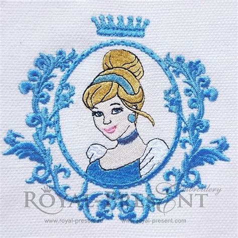 Princess Cinderella Free Machine Embroidery Design 3 Sizes Royal