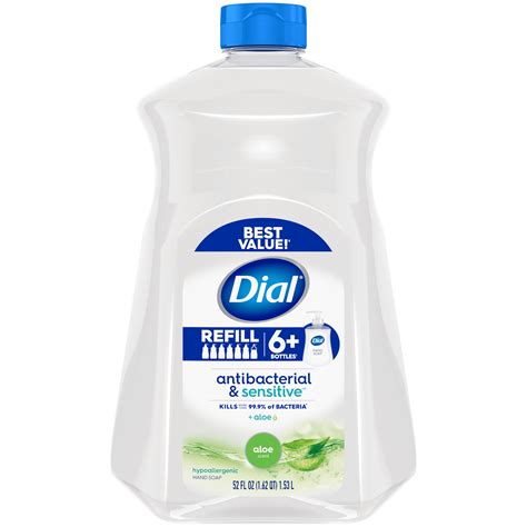 Dial Antibacterial Liquid Hand Soap Refill Aloe Scent 52 Ounce