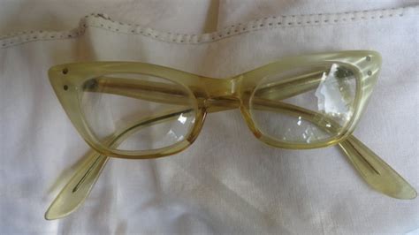 Vintage Cats Eye Glasses White Mother Of Pearl Gir… Gem