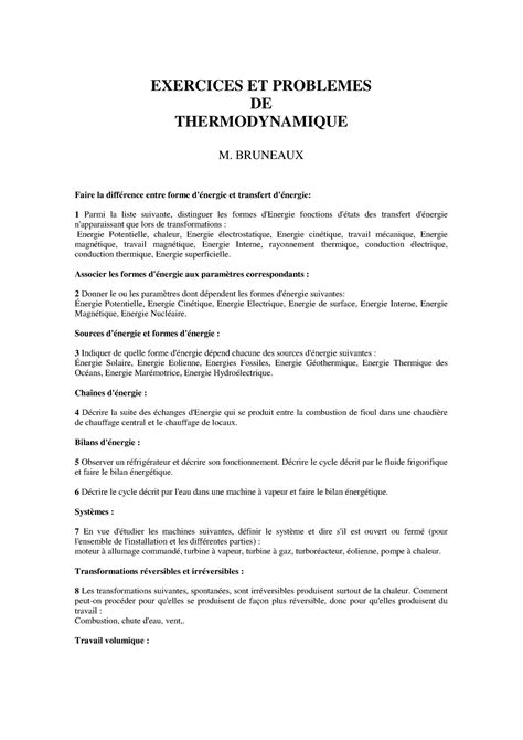 Thermo Exercices Thermo Thermodynamics Lessons And Solutions