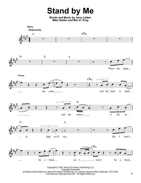 Stand By Me By Ben E King Sheet Music For Pro Vocal At Sheet Music Direct