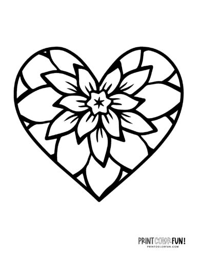 20 floral heart coloring pages - Print Color Fun!