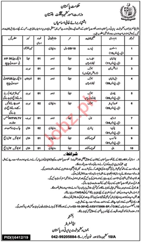 Ministry Of Kashmir Affairs And Gilgit Baltistan Jobs 2020 2024 Job