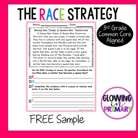 Free Race Writing Strategy Worksheets