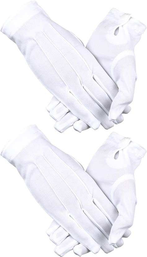 Sumind 2 Pairs White Nylon Cotton Gloves With Snap Closure For Police Formal Tuxedo Honor Guard