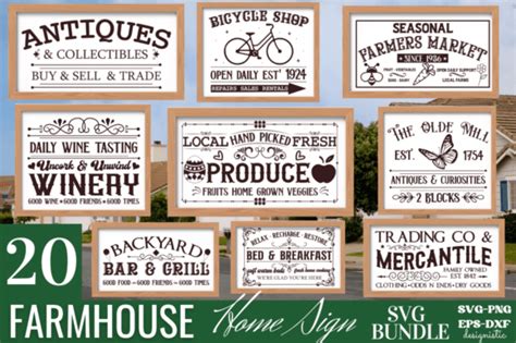 Vintage Farmhouse Home Sign Svg Bundle Graphic By Designs Dark · Creative Fabrica