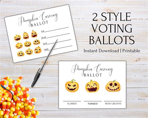 Pumpkin Carving Ballots Pumpkin Carving Voting Cards Etsy Uk