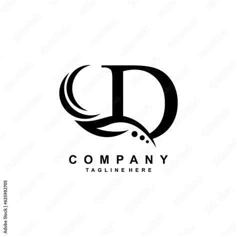 luxury black D logo design with pretty swoosh feathers. monogram logo. suitable for company ...