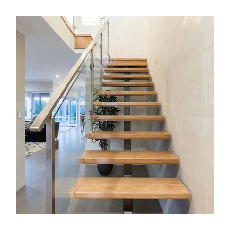 Wooden Staircase Floating Straight Stairs Customized Interior Staircase