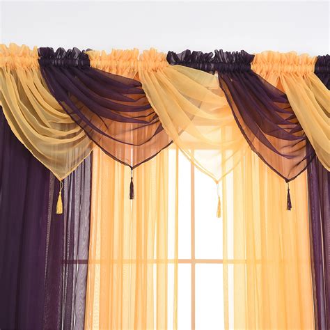 15 Color Solid Sheer Voile Net Curtains/Drape/Panel/Scarf/Valance, Swag Swags, Swags with Tassle ...