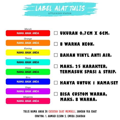 Jual Sticker Nama Untuk Pulpen Pensil Sticker Label Custom Shopee