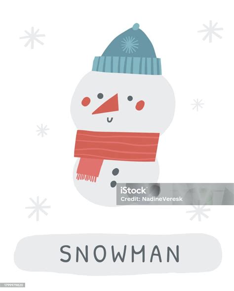 Winter Flashcard Learning English Words For Kids Stock Illustration