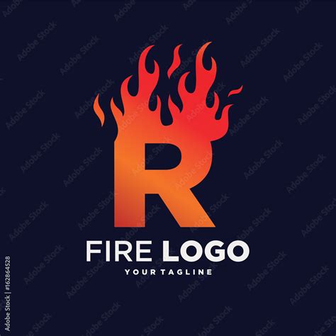 Letter R Fire Logo Design Template Stock Vector | Adobe Stock