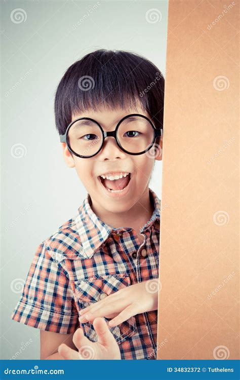 Cute Asian Boy Wear Glasses Retro Filter Stock Photo Image Of