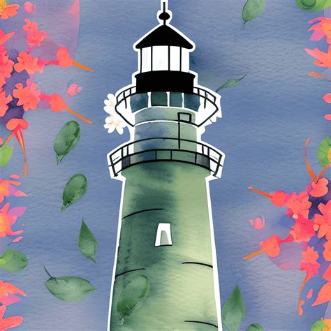 Beautiful Stylized Soft Watercolor Lighthouse · Creative Fabrica