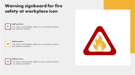 Warning Signboard For Fire Safety At Workplace Icon Mockup PDF