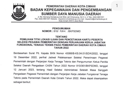 Pemilihan Titik Lokasi Ujian Dan Pencetakan Kartu Peserta Seleksi