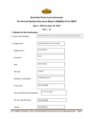 Fillable Online Part A Savitribai Phule Pune University Fax Email