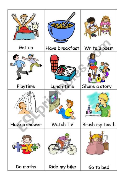 Daily Routine Esl Worksheet By Kfretwell