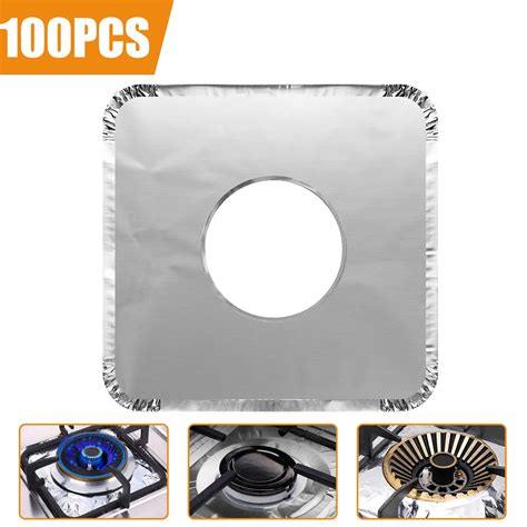 Tsv Pcs Gas Stove Burner Covers Disposable Aluminum Foil Square Gas