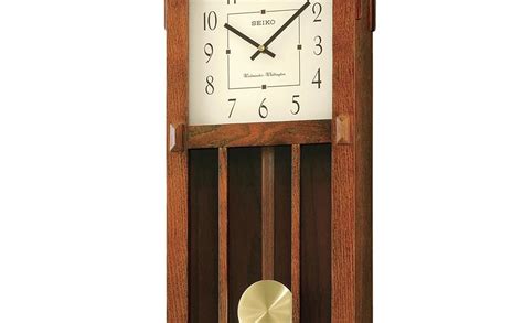 Seiko Wall Clock With Pendulum Dark Brown Case Westminsterwhittington