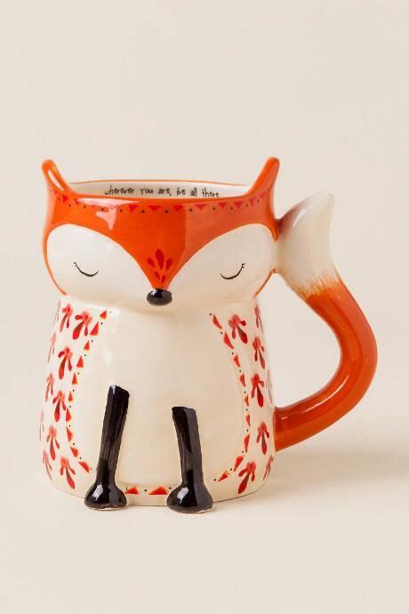 Wherever You Are Be All There Fox Folk Art Mug Fox Gift Cute