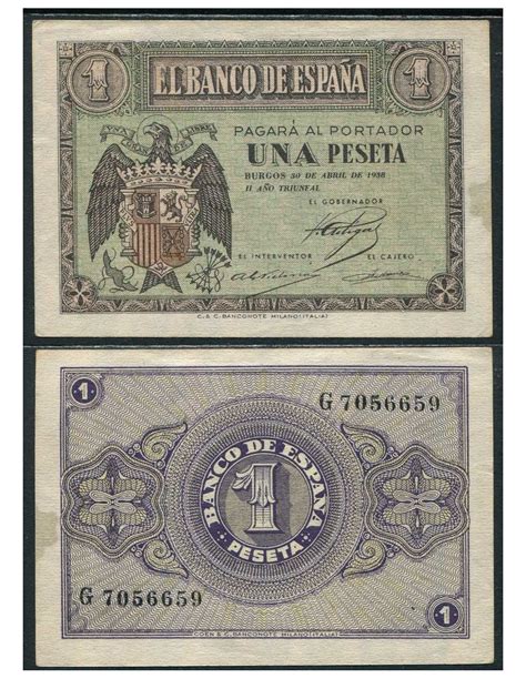 España 1938 Billetes Estado Español Nº 00433 EBC XF 1 peseta