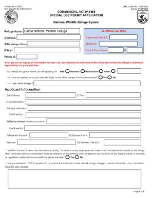 Fillable Online Commercial Activites Special Use Permit Application U