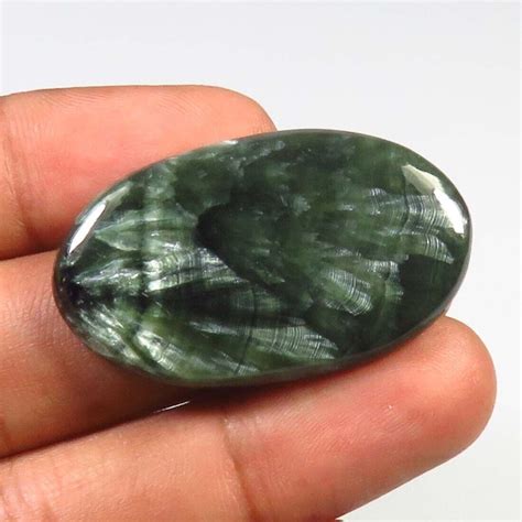 33cts Genuine Seraphinite Cabochon 36x21mm Green Seraphinite Oval