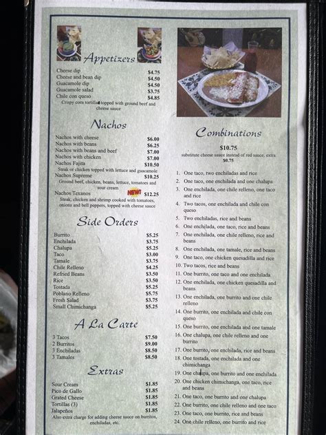 Menu at Jalisco Restaurant, Lindsborg